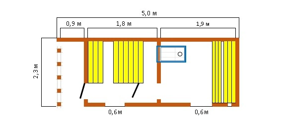 №3 Комфорт модель 5х2,3 с крыльцом